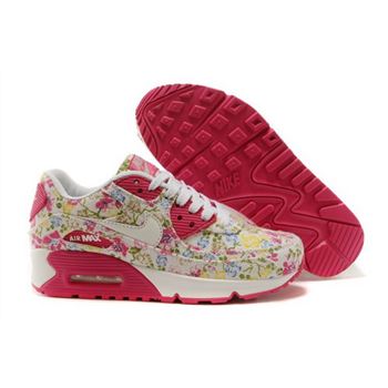 Nike Air Max 90 Womens Shoes Flower Red Light White New Norway